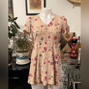 Reformation Light Pink Dusty Rose Floral Dress sz 0